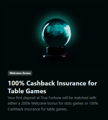 100% Cashback Insurance for Table Games